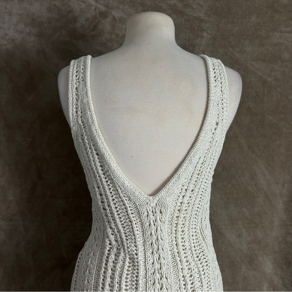 Jonathan Simkhai Ivory Kamilah Crochet Fringe Tank Midi Dress Small NWOT - Picture 11 of 13